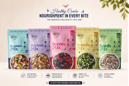 Ginni Dryfruits Royal Healthy Combo Pack (Set of 5) - Breakfast, Dry Fruit, Berries, Protein & Seeds Mix (5 x 200g = 1kg)