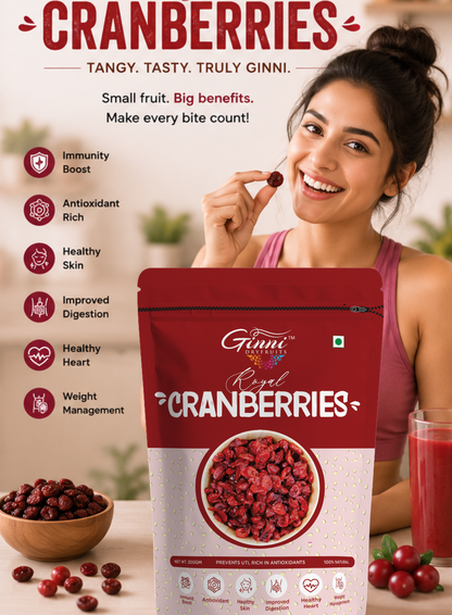 Ginni Royal Dried Cranberries – 100% Natural, Sweet & Tangy Slice Cranberries