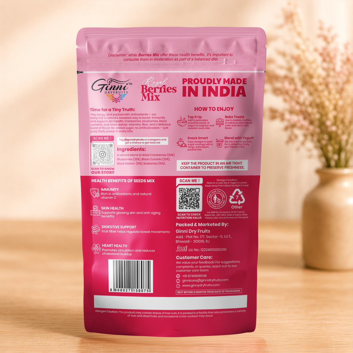 Ginni Royal Berries Mix – 100% Natural Premium Dried Berries & Fruit Blend
