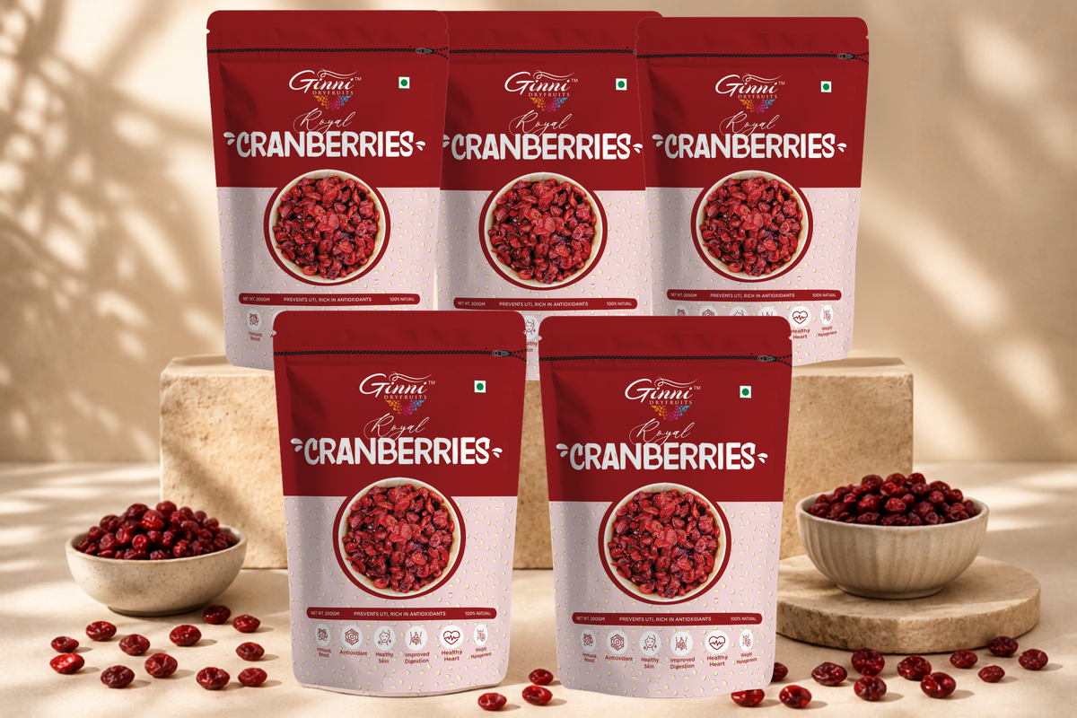 Ginni Royal Dried Cranberries – 100% Natural, Sweet & Tangy Slice Cranberries