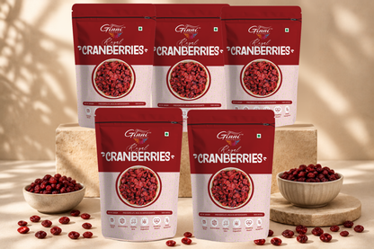 Ginni Royal Dried Cranberries – 100% Natural, Sweet & Tangy Slice Cranberries