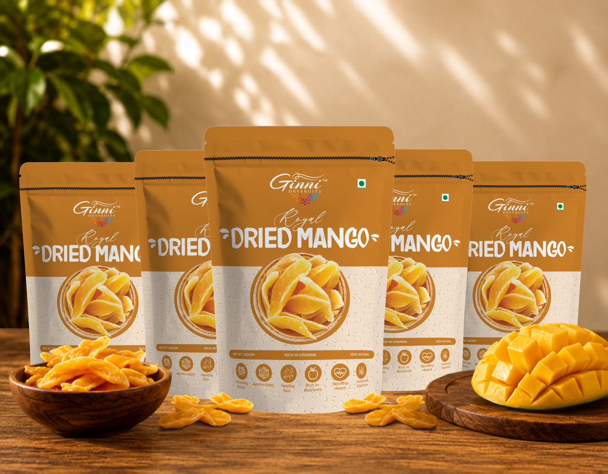 Ginni Royal Dried Mango Slices – 100% Natural, Sweet & Tangy Chewy Mango Slices