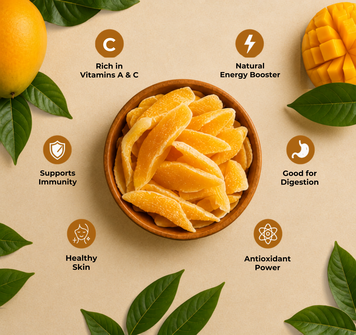 Ginni Royal Dried Mango Slices – 100% Natural, Sweet & Tangy Chewy Mango Slices