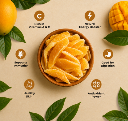 Ginni Royal Dried Mango Slices – 100% Natural, Sweet & Tangy Chewy Mango Slices