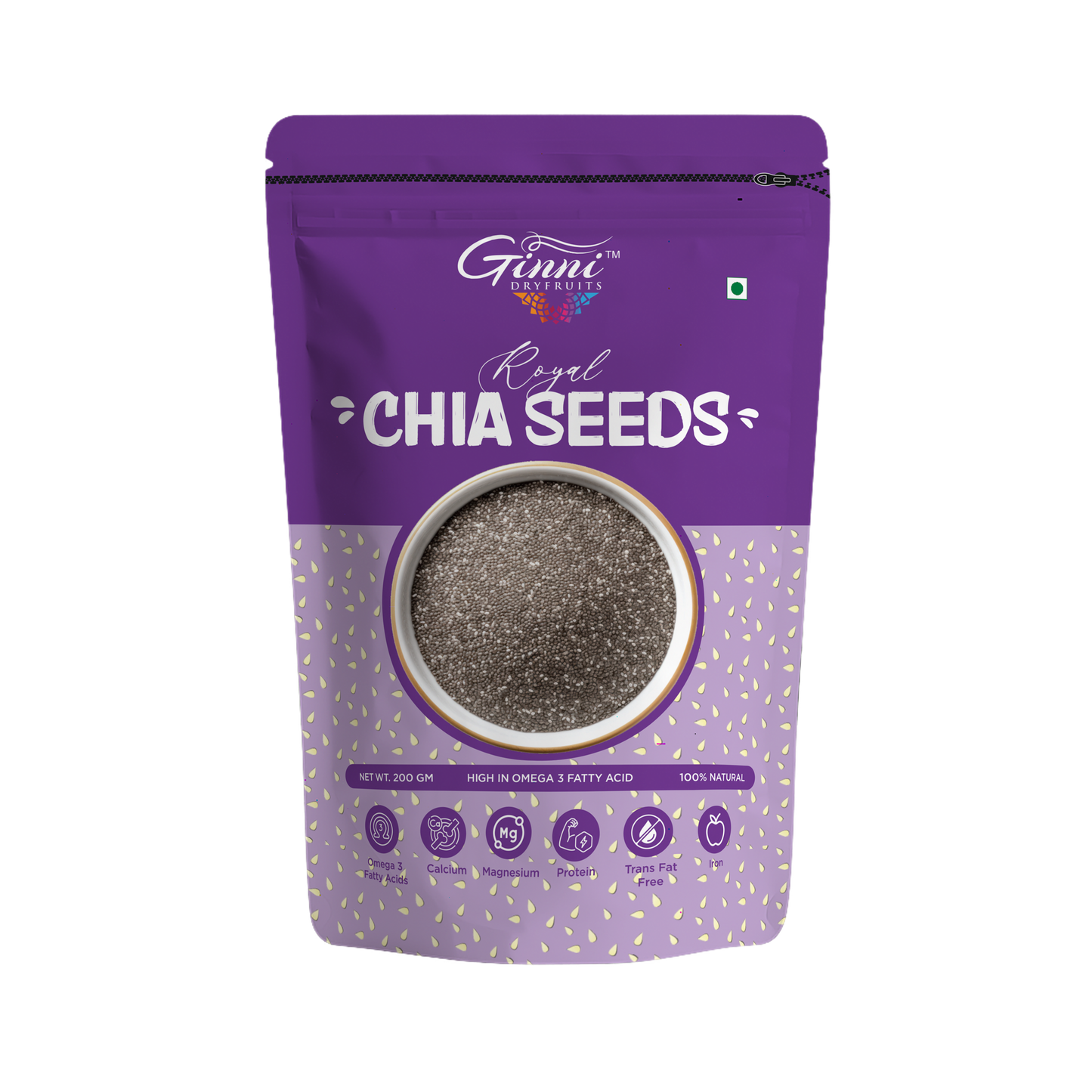 Ginni Royal Healthy Combo (Set of 5 Packets, 1kg Total) – Chia, Watermelon, Flax, Pumpkin & Sunflower Seeds